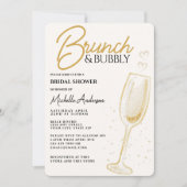 Elegante gouden brunch & bubbelig Vrijgezellenfees Kaart (Voorkant)