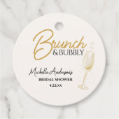 Elegante gouden brunch & bubbels bruidsdouche  bedankjes labels (Voorkant)