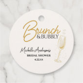 Elegante gouden brunch & bubbels bruidsfeest bedankjes labels (Achterkant)