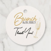 Elegante gouden brunch & bubbels bruidsfeestje bedankjes labels (Achterkant)