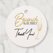 Elegante gouden brunch & bubbels bruidsfeestje bedankjes labels (Voorkant)