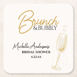 Elegante gouden brunch & bubbels bruidsfeestje kartonnen onderzetters