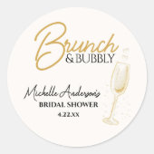 Elegante gouden brunch & bubbels bruidsfeestje  ronde sticker (Voorkant)