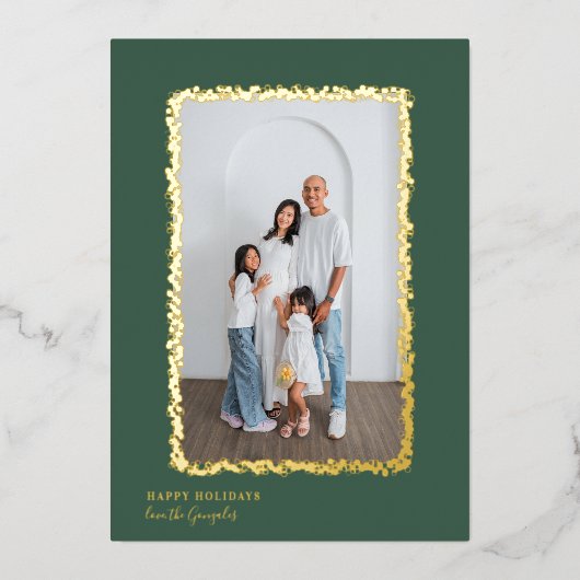 Elegante gouden bubbels Lijst kerstfoto Folie Feestdagenkaart (Voorkant)
