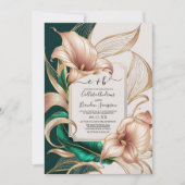 Elegante gouden Calla Lily bruiloft | Groen en ivo Kaart (Voorkant)