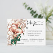 Elegante gouden Calla Lily bruiloft | Groen en ivo RSVP Kaartje (Staand voorkant)