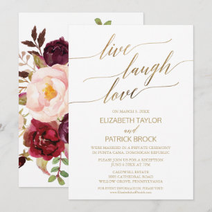 Elegante Gouden Calligrafie Bloemrijke Leef Lach Kaart