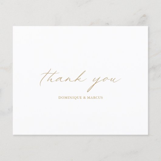 Elegante Gouden Calligrafie Budget Bruiloft Bedank (Voorkant)