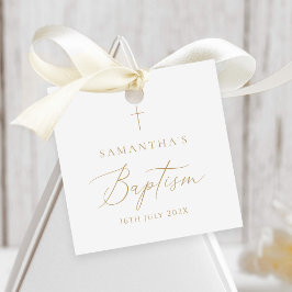Elegante Gouden Calligrafie Doop Bedankjes Labels