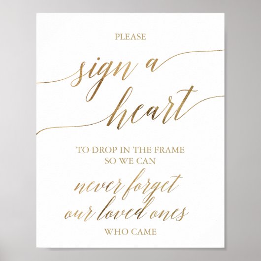 Elegante Gouden Calligrafie Gelieve een Hart te On Poster (Voorkant)