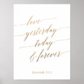 Elegante Gouden Calligrafie Gisteren Vandaag En Mo Poster (Voorkant)