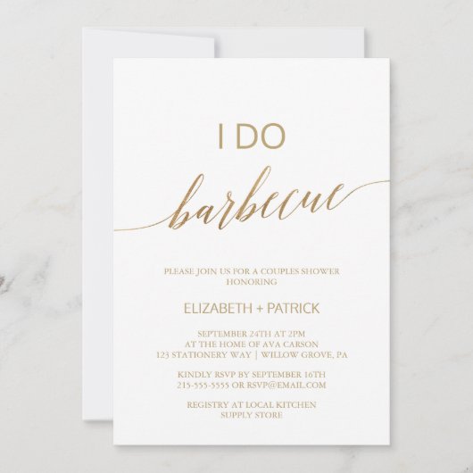 Elegante Gouden Calligrafie Ik Doe Barbecue Kaart (Voorkant)