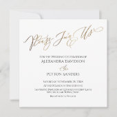 Elegante Gouden Calligrafie "Kom bij ons" Bruiloft Kaart (Voorkant)