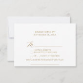 Elegante Gouden Calligrafie Lied Verzoek RSVP Kaar (Achterkant)