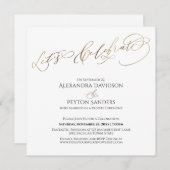 Elegante Gouden Calligrafie Ontvangst ter Viering Kaart (Voorkant / Achterkant)