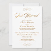 Elegante Gouden Calligrafie Pas Getrouwd Ontvangst Kaart (Voorkant)