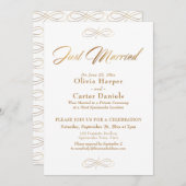 Elegante Gouden Calligrafie Pas Getrouwd Ontvangst Kaart (Voorkant / Achterkant)