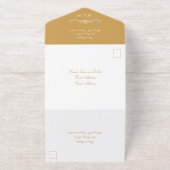 Elegante Gouden Calligrafie Script Monogram Huweli All In One Uitnodiging (Buiten)