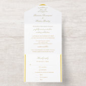 Elegante Gouden Calligrafie Script Monogram Huweli All In One Uitnodiging (Binnenkant)