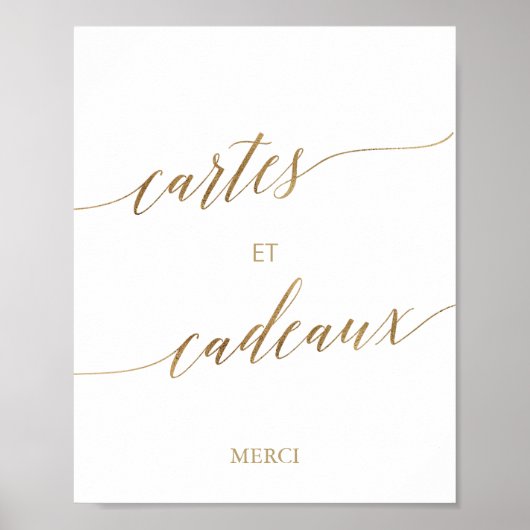 Elegante Gouden Calligraphy Cartes et Cadeaux Poster (Voorkant)