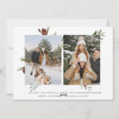 Elegante Gouden Calligraphy Drie Foto Kerstmis Feestdagenkaart (Achterkant)