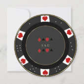 Elegante Gouden Casino Vegas Pokerchip Trouwdag Save The Date (Achterkant)