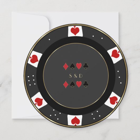 Elegante Gouden Casino Vegas Pokerchip Trouwdag Save The Date (Achterkant)