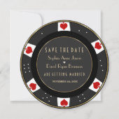 Elegante Gouden Casino Vegas Pokerchip Trouwdag Save The Date (Voorkant)