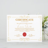Elegante Gouden Certificaat van Prestatie Sjabloon (Staand voorkant)