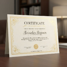 Elegante Gouden Certificaat van Prestatie Sjabloon Poster
