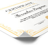 Elegante Gouden Certificaat van Prestatie Sjabloon Poster (Hoek)