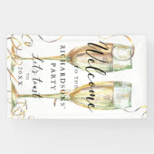 Elegante gouden champagne party welkomstbanner spandoek (Horizontaal)