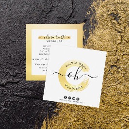 Elegante Gouden Chic Paint Swash Logo Aangepaste S Vierkante Visitekaartje