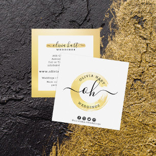 Elegante Gouden Chic Paint Swash Logo Aangepaste S Vierkante Visitekaartje
