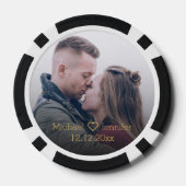 elegante gouden chic script koppel foto jubileum poker chips (Achterkant)