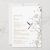 Elegante gouden Chinoiserie Bloemen Alles in één b Kaart (Achterkant)