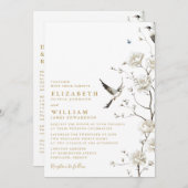 Elegante gouden Chinoiserie Bloemen Alles in één b Kaart (Voorkant / Achterkant)