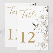 Elegante gouden Chinoiserie Bloemen Tafelnummers (Voorkant / Achterkant)