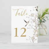 Elegante gouden Chinoiserie Bloemen Tafelnummers (Staand voorkant)