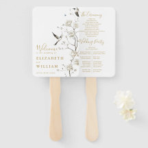 Elegante gouden Chinoiserie Bloemen Trouwprogramma