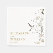 Elegante gouden Chinoiserie Bloementuin Trouwen Servet (Voorkant)