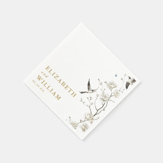 Elegante gouden Chinoiserie Bloementuin Trouwen Servet (Hoek)