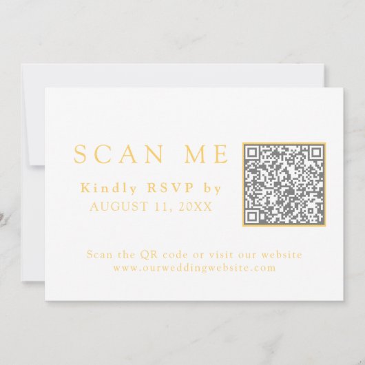 Elegante Gouden Chinoiserie QR Code Huwelijk RSVP Kaart (Voorkant)