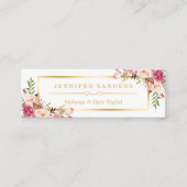 Elegante Gouden Chique Bloemen Make-up Hair Stylis Mini Visitekaartje (Voorkant)