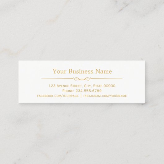 Elegante Gouden Chique Bloemen Make-up Hair Stylis Mini Visitekaartje (Achterkant)