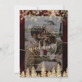 Elegante gouden chique winter kerstfoto bruiloft kaart (Voorkant)