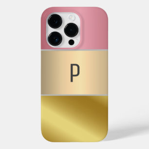 Elegante Gouden Chopper Roze Metallic monogram Naa Case-Mate iPhone 14 Pro Hoesje