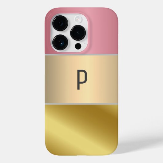 Elegante Gouden Chopper Roze Metallic monogram Naa Case-Mate iPhone Case (Achterkant)