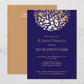 Elegante gouden cirkel bol navyblauwe formele uitn kaart (Voorkant / Achterkant)