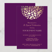 Elegante gouden cirkel bol paarse formaliteit kaart (Voorkant / Achterkant)